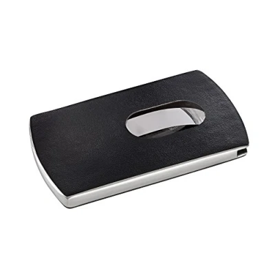 Imagen de SIGEL VZ121 Porta tarjetas de visita Snap , aspecto piel, negro/plata, para hasta 12 (màx. 91x57 mm)