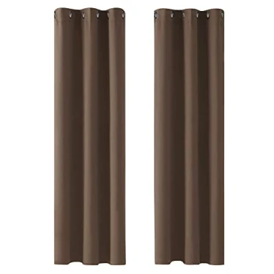 Imagen de Deconovo Cortinas Opacas para Interiores, 2 Piezas, 229 cm de Alto, Modernas con ollados, 107 x (Ancho Alto), marrón
