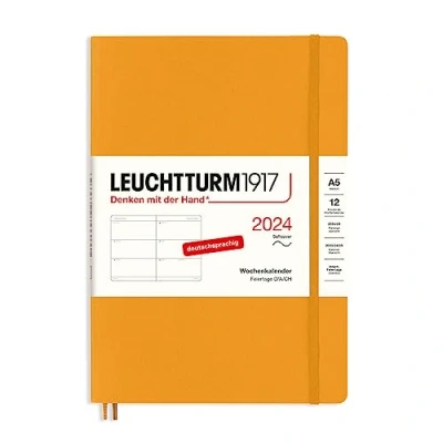 Imagen de LEUCHTTURM1917 367659 Agenda semanal (tamaño mediano (A5) 2024, tapa blanda, Rising Sun, alemán, 12 meses