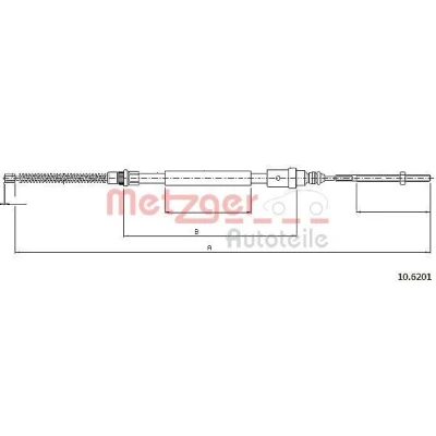 Imagen de METZGER 10.6201 Cable de Freno Mano Atrás izquierda 824/547 Tambor COFLE PEUGEOT: 406 Berlina, Familiar