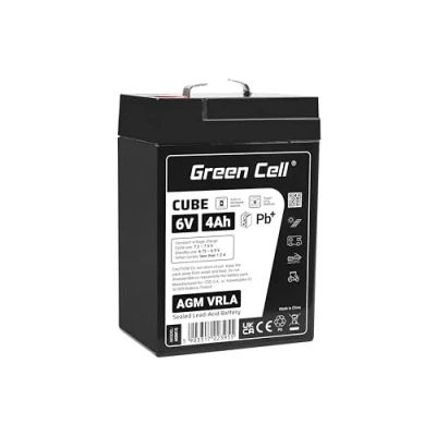 Imagen de Green Cell® batería de Plomo AGM VRLA 6 V y 4 Ah, Gel Repuesto, Resistente a los ciclos, Juguete eléctrico, Alarma, Corriente Emergencia, para niños Quad Infantil