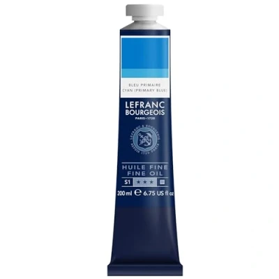 Imagen de Lefranc Bourgeois 301827 Pintura al óleo fina de calidad, resistente a la luz y consistencia uniforme, tubo 200 ml, ideal para lienzos tableros pintura, azul primario