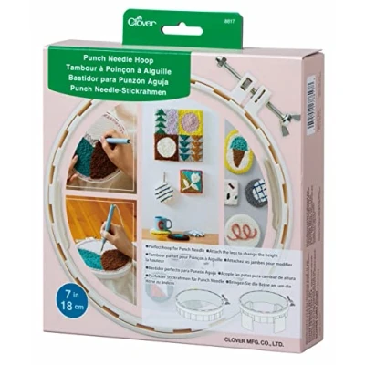 Imagen de clover Punchneedle Hoop 7in, acrilonitrilo butadieno estireno ABS, Blanco