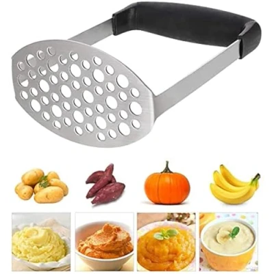 Imagen de PIQIUQIU Machacador de patatas acero inoxidable, triturador patatas, verduras, para lavavajillas, puré cremoso (negro, 12 x 7 17 cm)