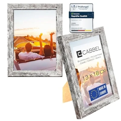 Imagen de CABBEL paquete doble (juego de 2) marco 13x18 cm, abedul, madera MDF resistente, plexiglás inastillable, para colgar y colocar, ideal fotos / imágenes collage