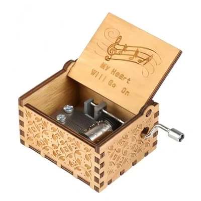 Imagen de Cuzit, My Heart Will Go On, caja de música musical con el motivo la película Titanic, estilo antiguo manivela, madera tallada a mano