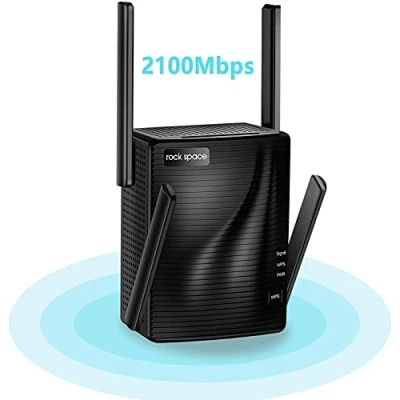 Imagen de rockspace WiFi Extender 2100Mbps Booster Range Extender, Repeater AC2100 Wireless Signal (Gray)