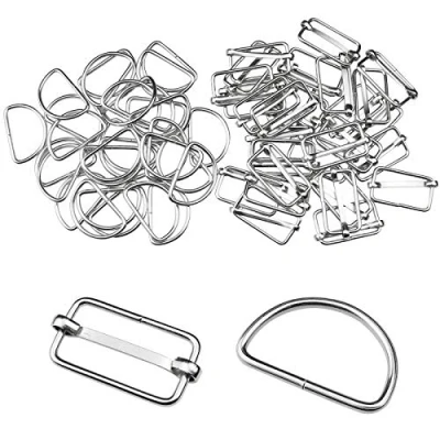 Imagen de YapitHome 30 Piezas Hebillas Deslizantes de Metal 25 MM Anillos en Forma D para Hacer Bolso Mano, Bolsa Equipaje, Mochila(Plata)