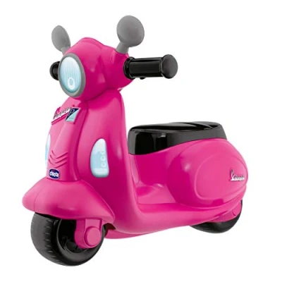 Imagen de Chicco Vespa Primavera, Moto Correpasillos Para Niños, Juguete Niños con Panel Electrónico, Luz, Sonido y Ruedines Estabilizadores Extraíbles de 1 a 3 Años, Máx. 25 Kg, Rosa
