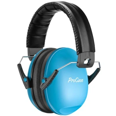 Imagen de ProCase Casco Antiruido para Niño, Protección Auditiva SNR 27dB con Diadema Ajustable, Protector Oído Profesional Cancelación de Ruido Insonorizacion Estudiar Bebé Nené Infante Azul