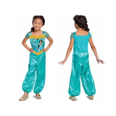 Imagen de Disney Oficial Disfraz Jasmine Niña Disney, Jazmin Aladin Niña, Princesa Carnaval Halloween Talla M