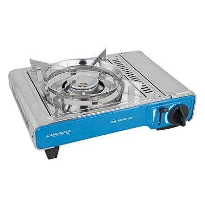 Imagen de Campingaz Camp Bistro DLX hornillo de gas, camping compacto con encendido piezo, cartuchos resistente protección contra sobrecalentamiento, Color Azul, Talla única