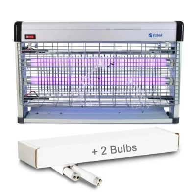 Imagen de YATEK Matamoscas Eléctrico Interiores y Jardines, Tiene Transformador magnético asegurándose una Mayor Vida de Uso, abarca 100m2 con Potencia 20w (2x10w), 2 Tubos 10w Regalo