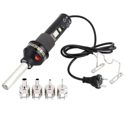 Imagen de Pistola de Aire Caliente Portátil 450W, Temperatura + Flujo Ajustable Con Pantalla Digital Soldadura Desoldadora Soplador Caliente, para Heat Ic Smd Bga, Tubo Retráctil