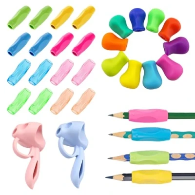 Imagen de LPAMABA 28pcs Silicona Soporte de Escritura Lápiz Asas para Bolígrafos Ayuda Portalápices Aprendizaje Mango Postura Niños Escribir