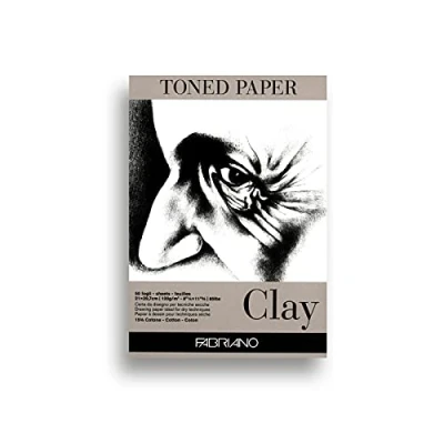 Imagen de Fabriano Honsell 19100497 Toned Clay Bloc de dibujo (DIN A4, 50 hojas, 120 g/m², 15% algodón, superficie natural, para todas las técnicas secado, color gris