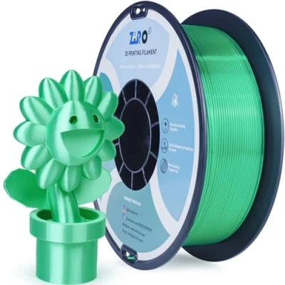 Imagen de ZIRO Seda Filamento PLA 1.75mm, Impresora 3D 1.75mm 1kg (2.2 lbs) / Bobina, Precisión Dimensional +/ 0.03mm, Verde