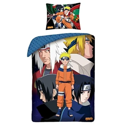 Imagen de Halantex Naruto Uzumaki Juego de Funda edredón 140 x 200 cm y Almohada 65 cm, 100% algodón