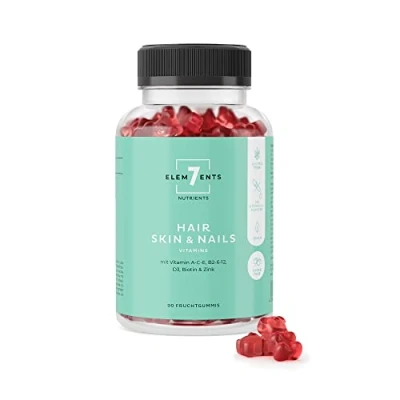 Imagen de Gominolas frutales para el pelo, la piel y las uñas: con vitaminas A C D E biotina zinc Gomitas vitamínicas cabello vitamina osos de gominola Ositos Goma mascar vitamínica vegana