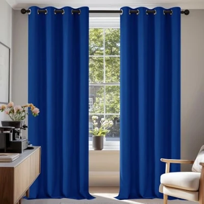 Imagen de Deconovo Cortinas Opacas 2 Piezas para Dormitorio Salón Modernas, Aislantes Térmicas y Reducción de Ruido, EcolóGicas Certificadas,140 x 245 cm Azul Oscuro