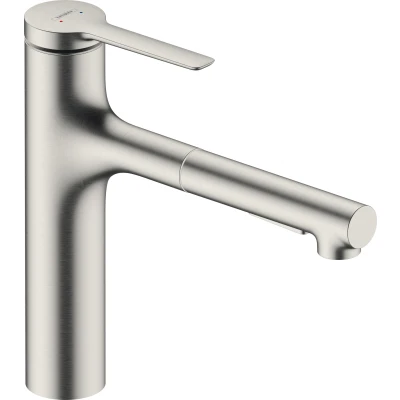 Imagen de hansgrohe Zesis M33, grifo de cocina con ducha extraíble, 2 tipos chorro, mezclador monomando 160 mm, fregadero caño giratorio, aspecto acero inoxidable