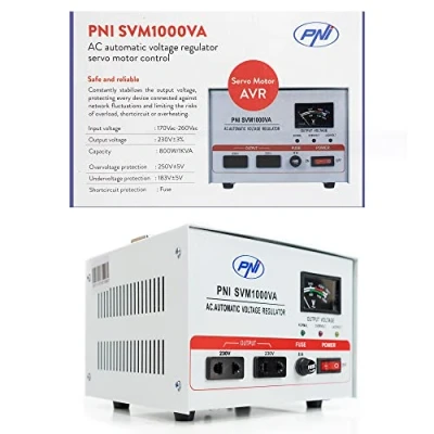 Imagen de estabilizador de voltaje PNI SVM1000VA con servomotor, 800W, 3.6A, corrientes alida 230V, 1000VA