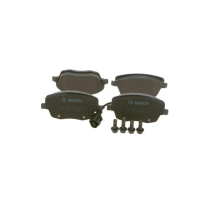 Imagen de BOSCH 0 986 494 105 Juego de pastillas freno Low Metallic con sensor desgaste incorporado Chapa antichirridos, tornillos accesorios