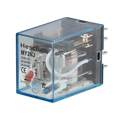 Imagen de Heschen Relé de propósito gereral MY2NJ 12VAC Bobina 5A 24VDC/220VAC DPDT LED indicador