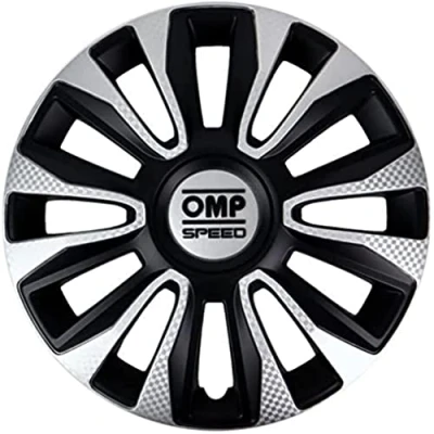 Imagen de OMP SPEED SET 4 TAPACUBOS MAGNUM NEGRO/PLATA/CARBONO 13 PULGADAS