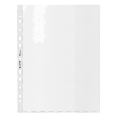 Imagen de Leitz Fundas Maxi A4, Pack de 25, Capacidad para 80 Hojas, Plástico con Taladro, Grosor 100 Micras, 100% Reciclable, Respetuoso el Medio Ambiente, Gama Recycle, Transparente, 40210003