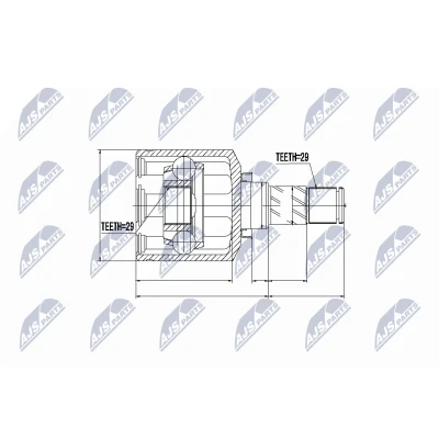 Imagen de NTY NPW NS 044 Junta Homocinética Eje delantero, izquierda NISSAN: Qashqai / Qashqai+2 I, X Trail, RENAULT: Koleos I