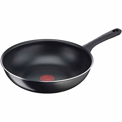 Imagen de Tefal B5581923 Day by Wok (28 cm, revestimiento antiadherente de titanio, señal térmica, fácil limpiar, color negro