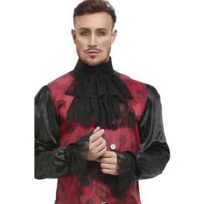 Imagen de Smiffys Conjunto de corbata sedosa y puños, Negro