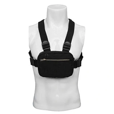 Imagen de ANPPEX Bolsas de Bandolera Ajustables, Mochila con en el Pecho Hombro Senderismo Informal para Hombres, Mujeres, Unisex Negro