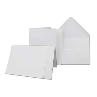 Imagen de Neuser Paper Juego de 10 tarjetas con sobres forrados y insertos (acanalados, DIN A6/C6, 10,5 x 14,8 cm), color blanco
