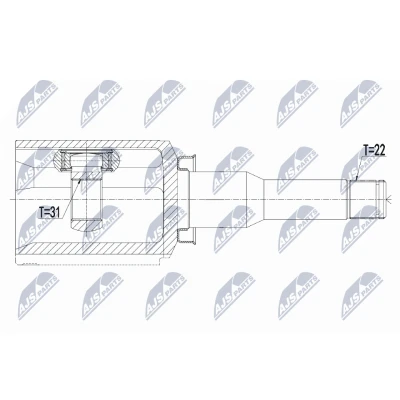 Imagen de NTY NPW DW 030 Junta Homocinética Eje delantero, izquierda, lado de engranaje CHEVROLET: Cruze Berlina, Hatchback