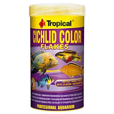 Imagen de Tropical Cichlid Color Flakes 250ml / 50g Alimento potenciador del con Alto Contenido de proteína para los cíclidos