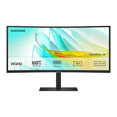 Imagen de Samsung LS34C652UAUXEN Monitor ViewFinity S6 S65UC de 34 con Resolución Ultra WQHD, Pantalla curvatura 1000R, HDR, Conectividad USB C, Modo EyeCare, Negro
