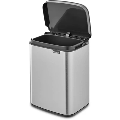Imagen de Brabantia cubo de basura Bo 4 L Pequeño y elegante Tapa apertura fácil cierre suave Higiénico, ahorra espacio Montaje en pared Para baño o dormitorio Acero Mate AH