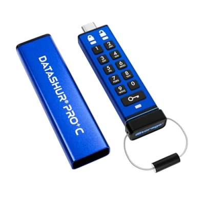 Imagen de iStorage datAshur Pro+C 128GB Secure USB Type C Memory Stick FIPS 140 3 Level Pending Pin Protected A Adapter Included.
