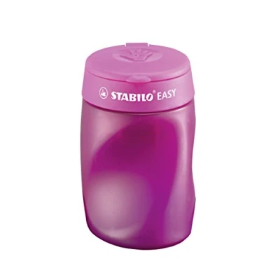 Imagen de Sacapuntas ergonómico con depósito STABILO EASYsharpener Afila 3 diámetros distintos Color rosa Modelo para DIESTROS