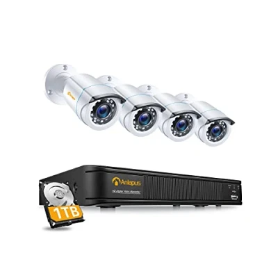 Imagen de Anlapus 1080p Kit Cámara de Vigilancia 8CH Grabador DVR 1TB Disco Duro con 4x 2MP Seguridad Exterior, Visión Nocturna