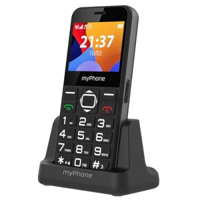 Imagen de Hammer H myPhone Halo 3 Negro, teléfono clásico, para Mayores, Base de Carga, Botón SOS, Llaves Grandes, Gran Pantalla 2,3 Pulgadas, contactos fotográficos, 1000 mAh