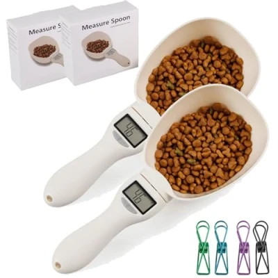 Imagen de Báscula para medir alimentos, cuchara medidora digital, multifuncional con escala ajustable, alimentos y condimentos (2PCS)