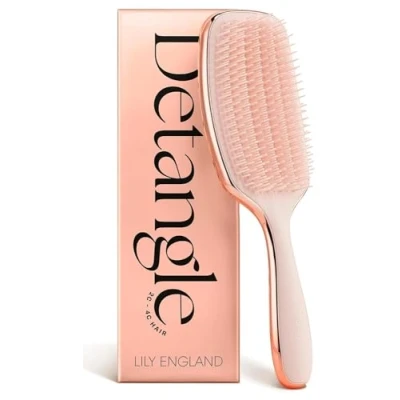 Imagen de Lily England Cepillo Pelo Rizado para Desenredar y Peinar Antitirones Mojado Seco con Cerdas Flexibles Antirotura Mujeres 3c a 4c Oro Rosa