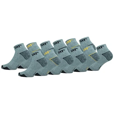 Imagen de Caterpillar Calcetines de trabajo Algodón para hombres, reforzados en el talón y la punta, 12 Pares (Gris Melange, 43 46)