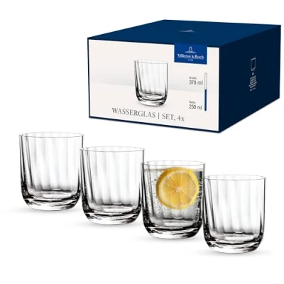 Imagen de Villeroy &amp; Boch Rose Garden Vaso Juego De 4 Claro, Apto Para Lavavajillas, Vasos Agua Cristal, Set Vasos, Copas Agua, Vidrio Cristal