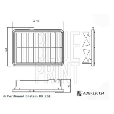 Imagen de BLUE PRINT ADBP220124 Filtro de aire 50 148 198 Cartucho filtrante