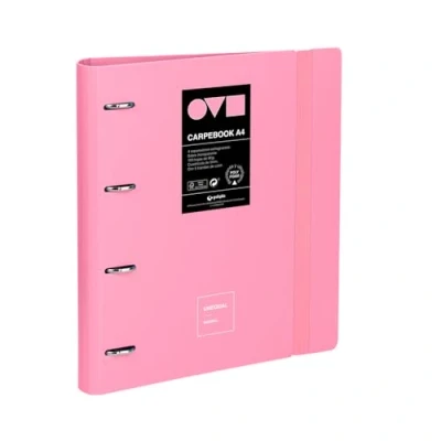 Imagen de Grafoplas Archivador 4 Anillas A4 Carpebook Polyfoam Resistente y Ultraligero Unequal Minimal Rosa Incluye Recambio, Separadores Sobre Perfecto para Organizar Materias Escolares