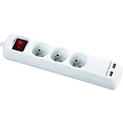 Imagen de Voltman DIO013043 Regleta con interruptor (3 enchufes/2 puertos USB)